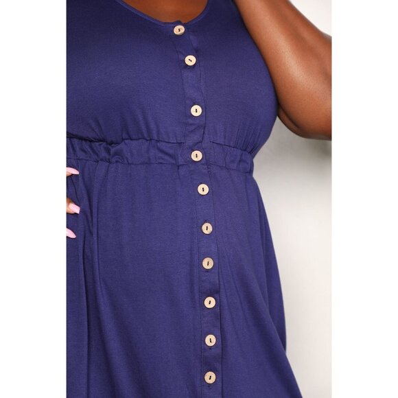 Double Take Button Front Empire Waist Sleeveless Slit Magic Dress - Picture 13 of 14